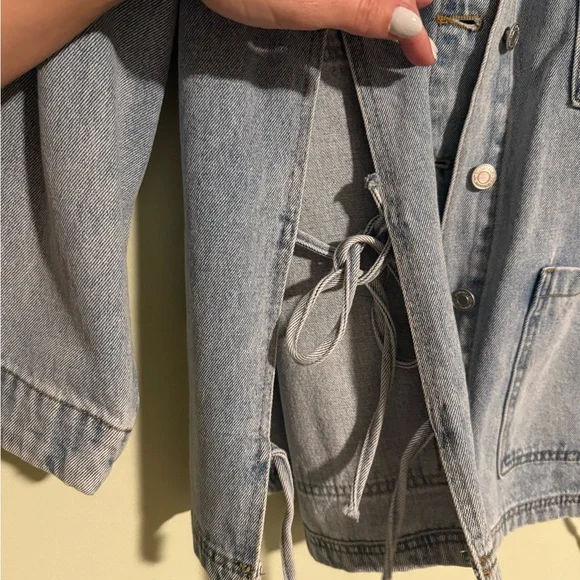 Side Tie Jean Chore Jacket - Picture 6 of 11